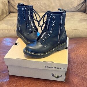 Dr. Martens Twin Zip Black Leather Lace-Up Boots US 5